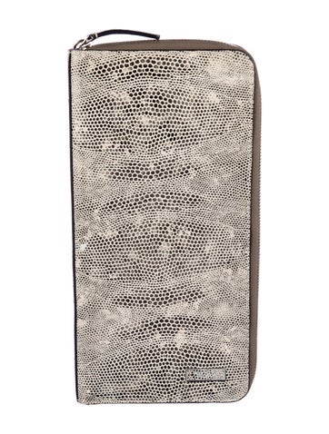 Pre-owned Tumi Embossed Leather Printed Wallet In Neutral