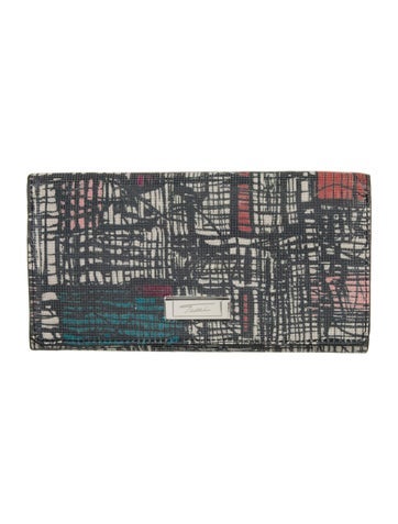 Pre-owned Tumi Leather Printed Continental Wallet In Gray
