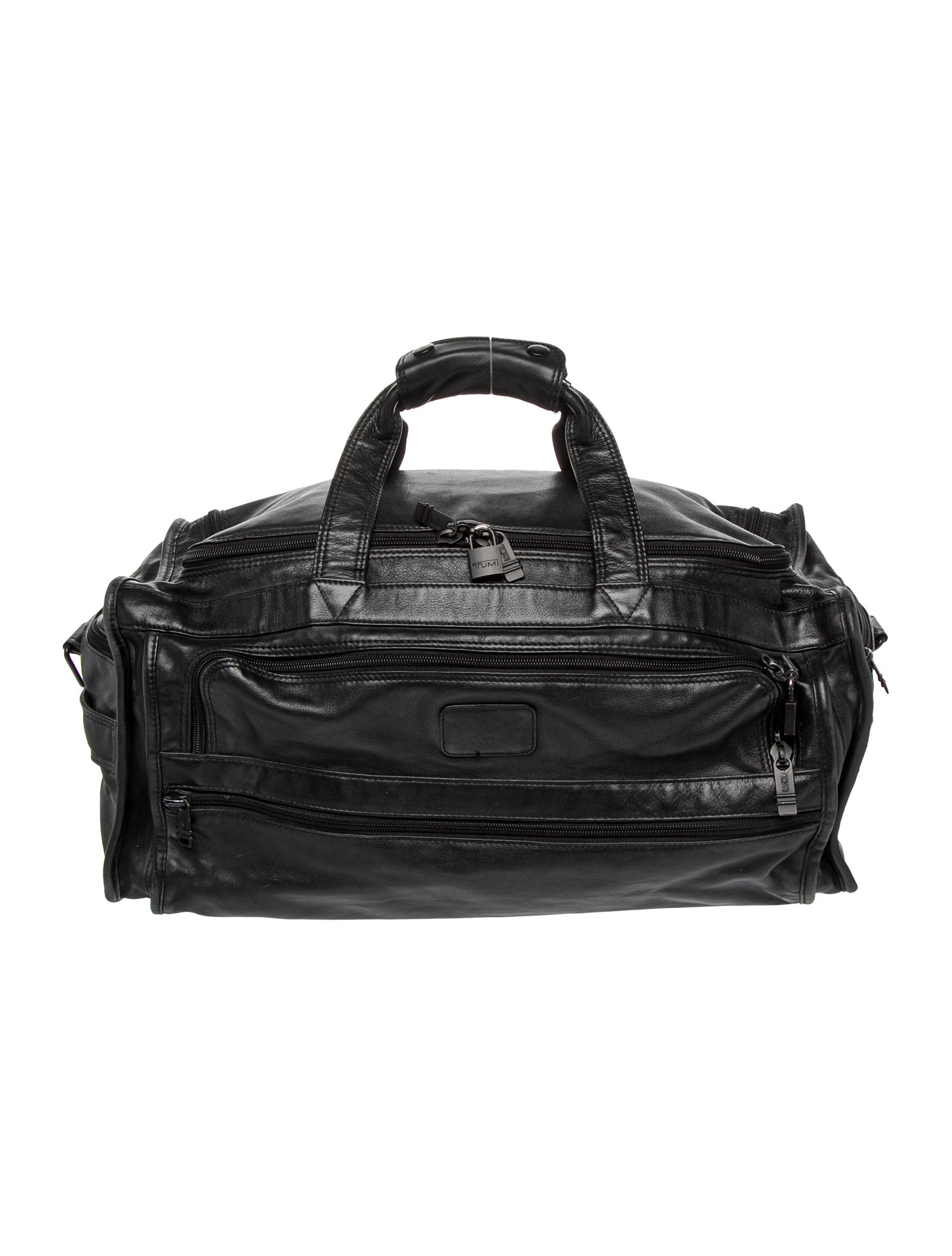 Tumi Black Leather Travel Duffle Bag