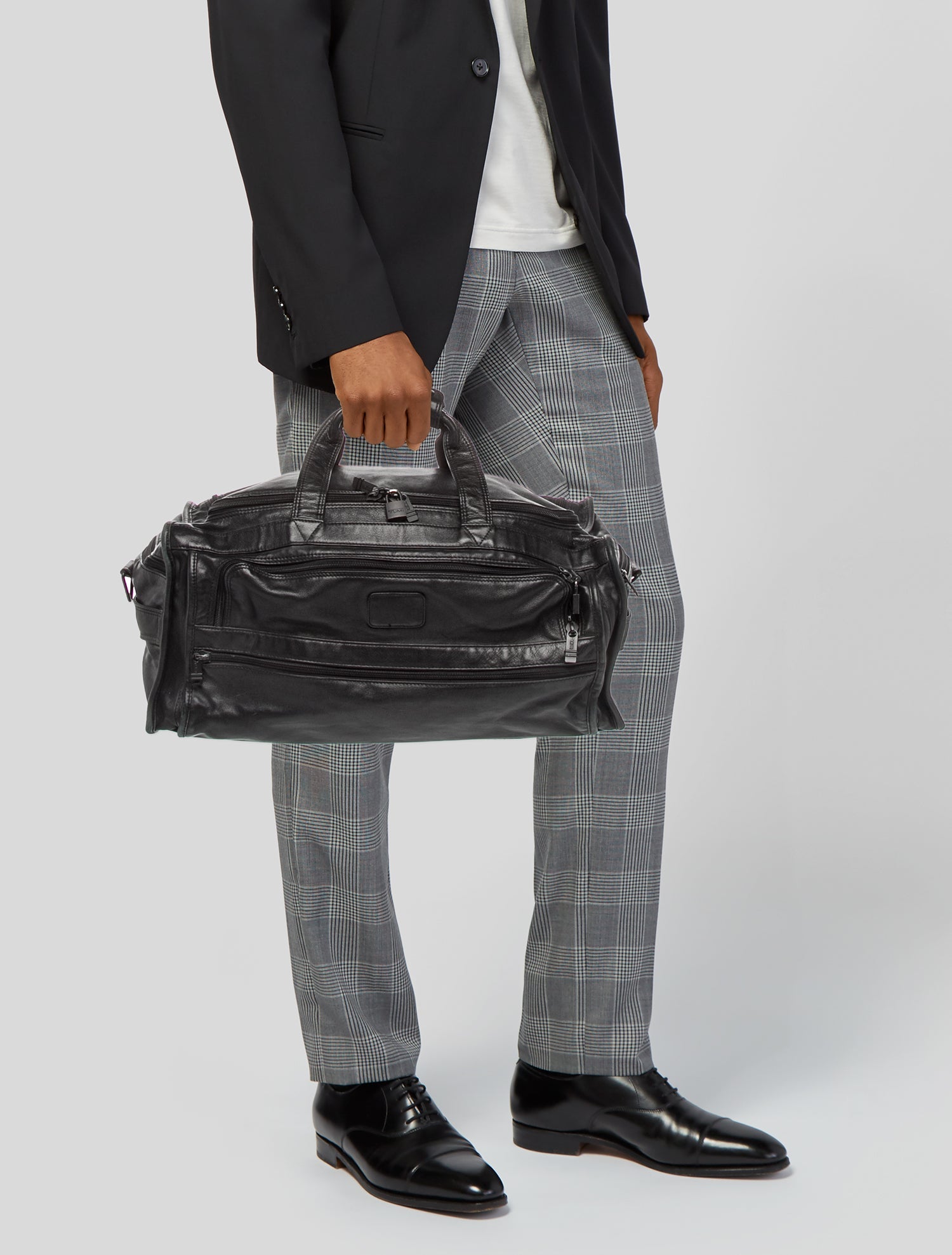 Tumi Black Leather Travel Duffle Bag