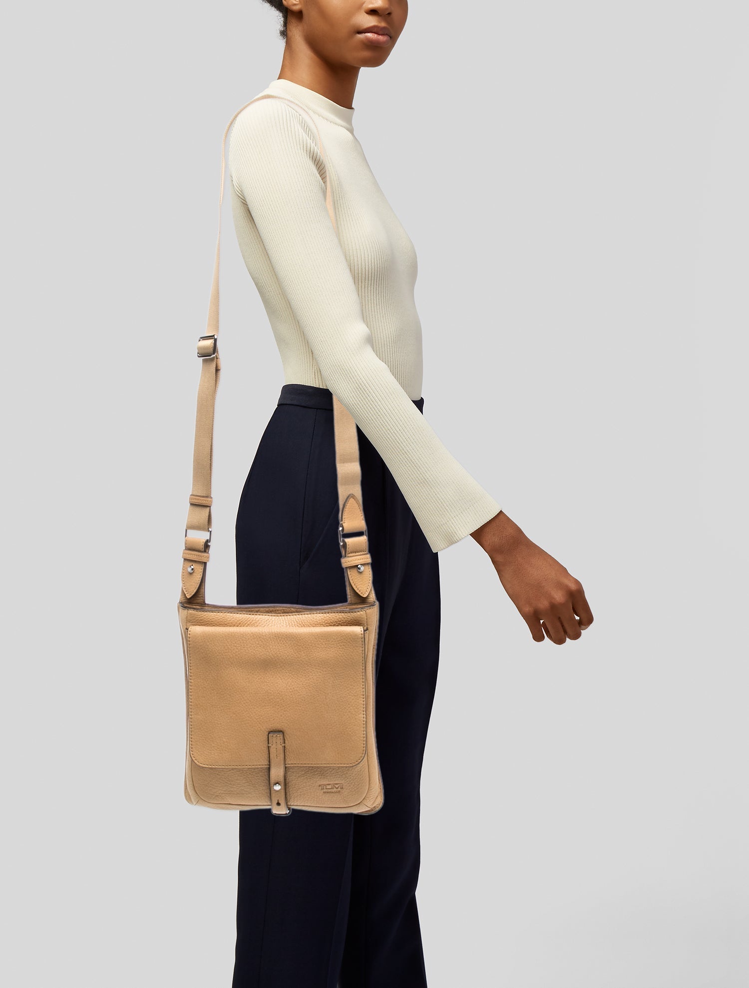 Tumi Leather Messenger Bag