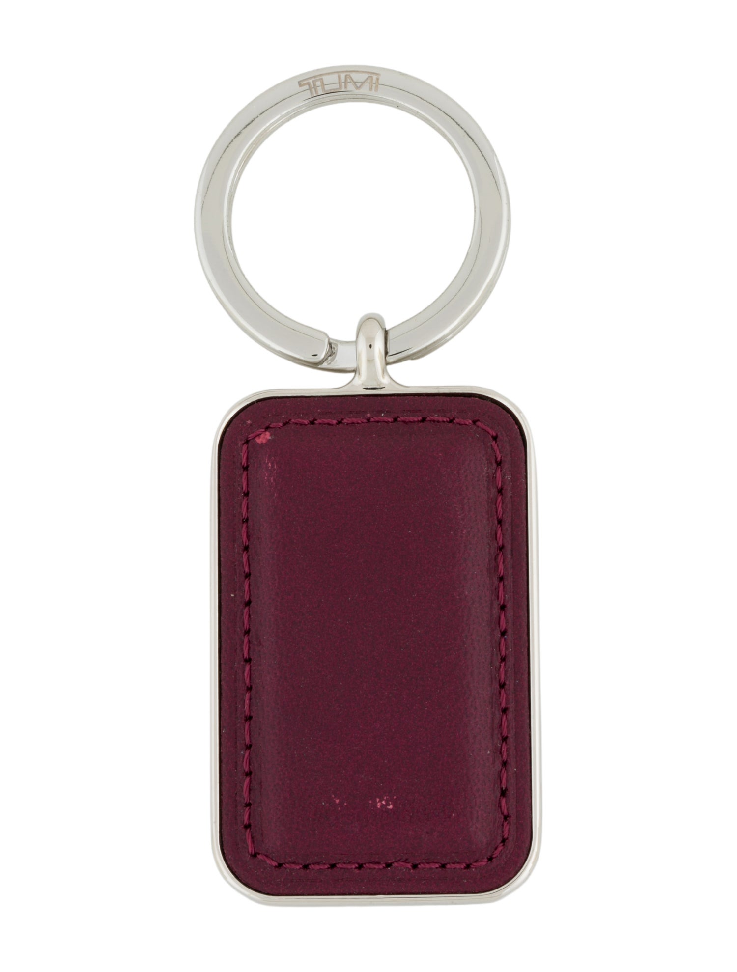 Tumi Leather purple and silver keychain with key ring