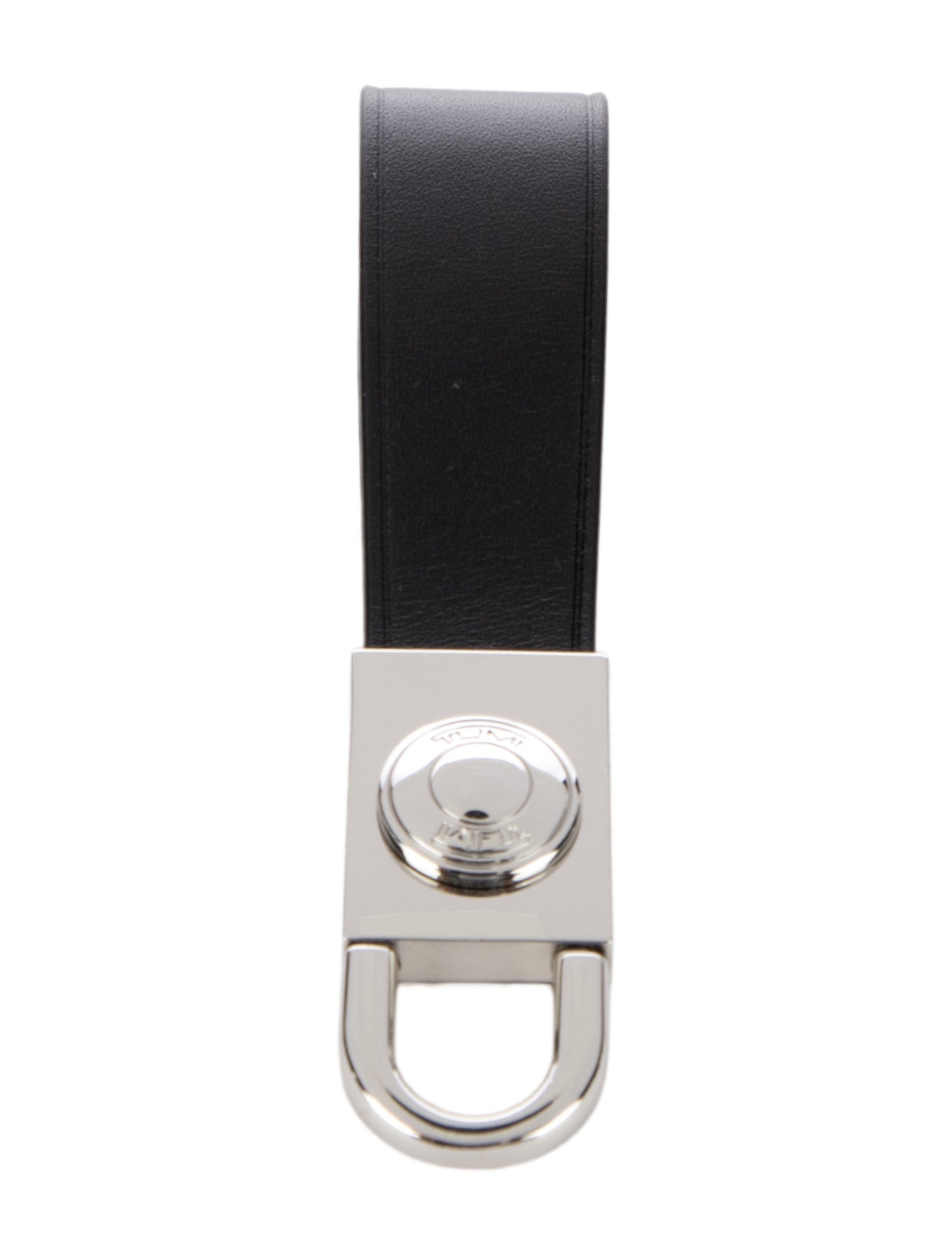 Tumi Leather Trim Silver Hardware Keychain