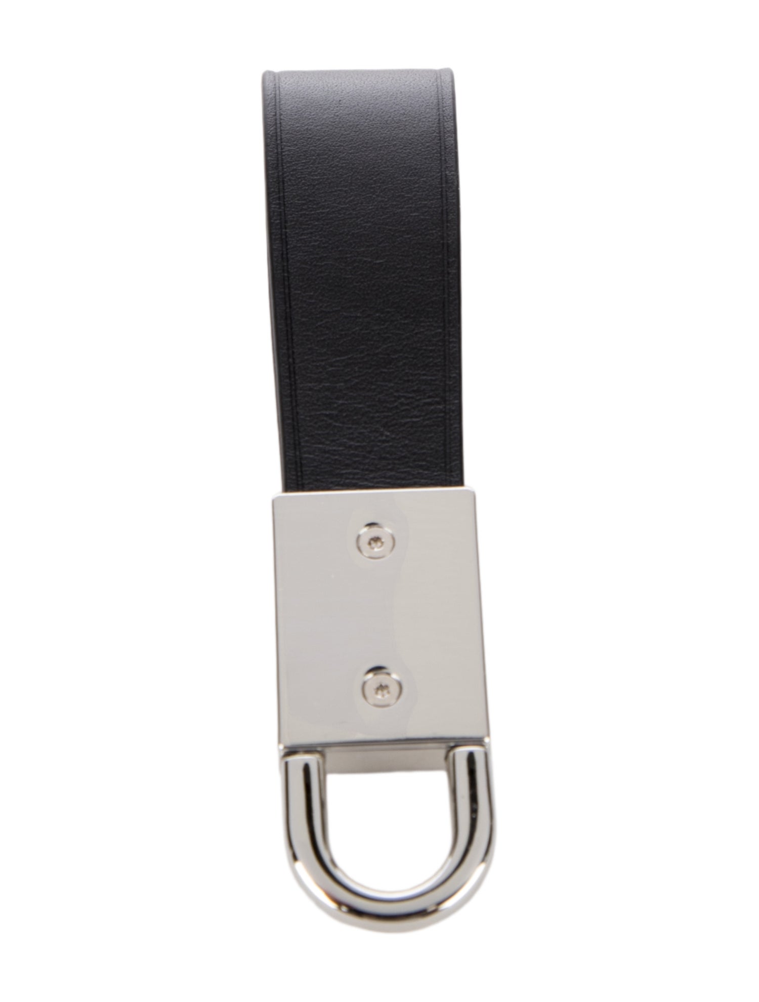 Tumi Leather Trim Silver Hardware Keychain