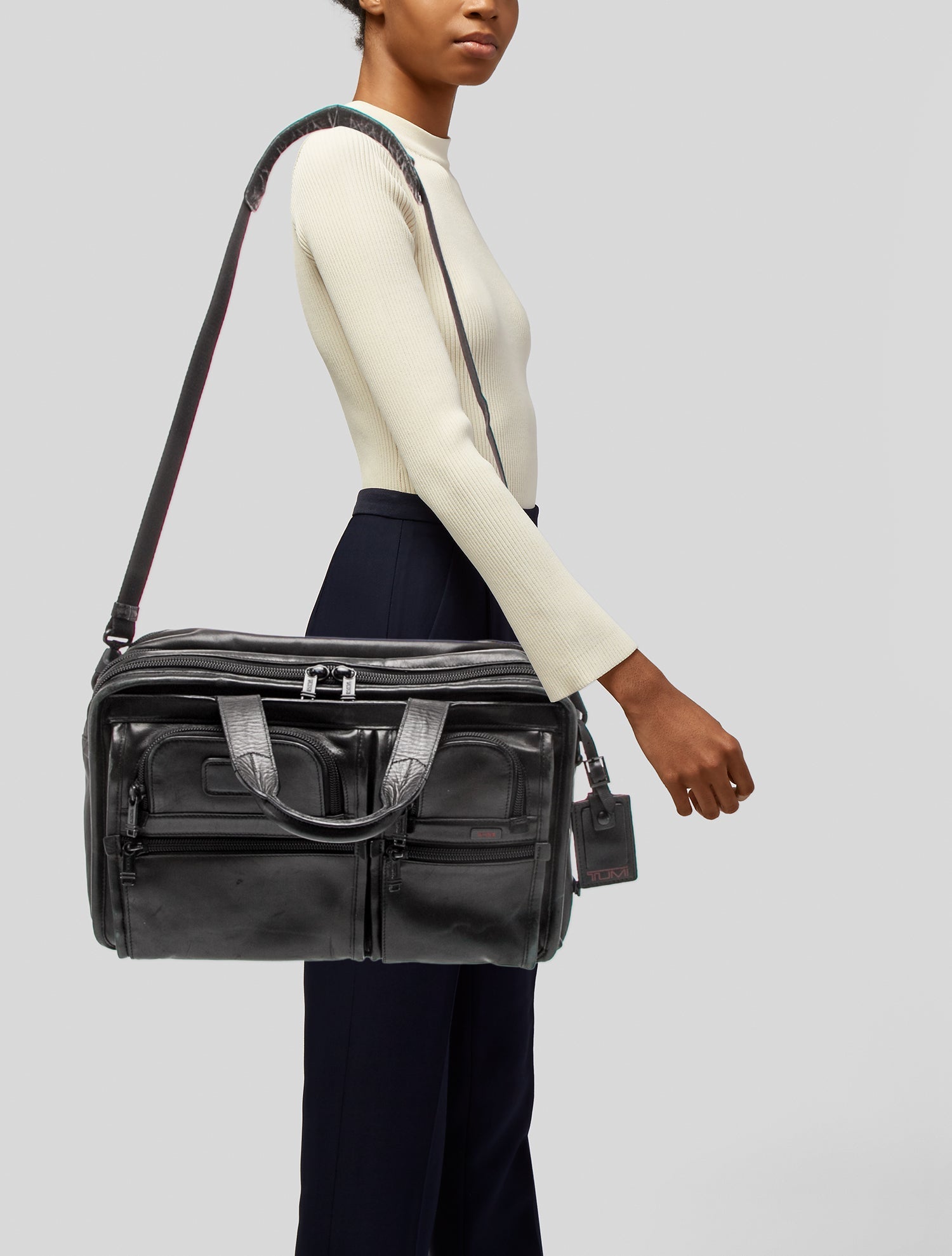 Tumi Leather Messenger Bag