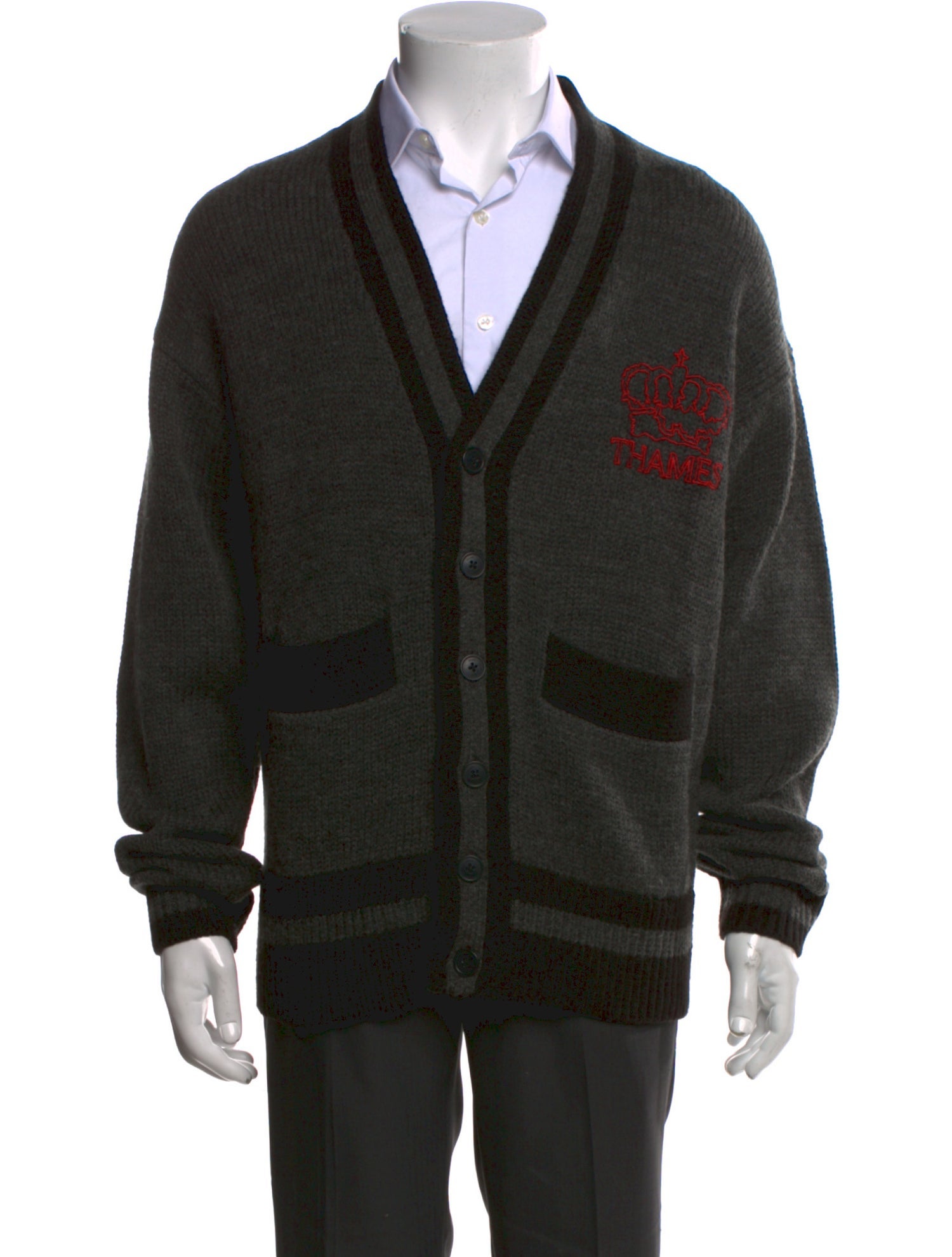 Thames MMXX. Printed V-Neck Cardigan