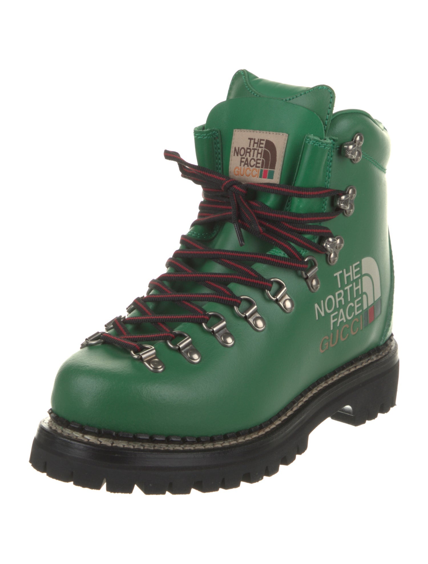 The North Face x Gucci Leather Printed Combat Boots