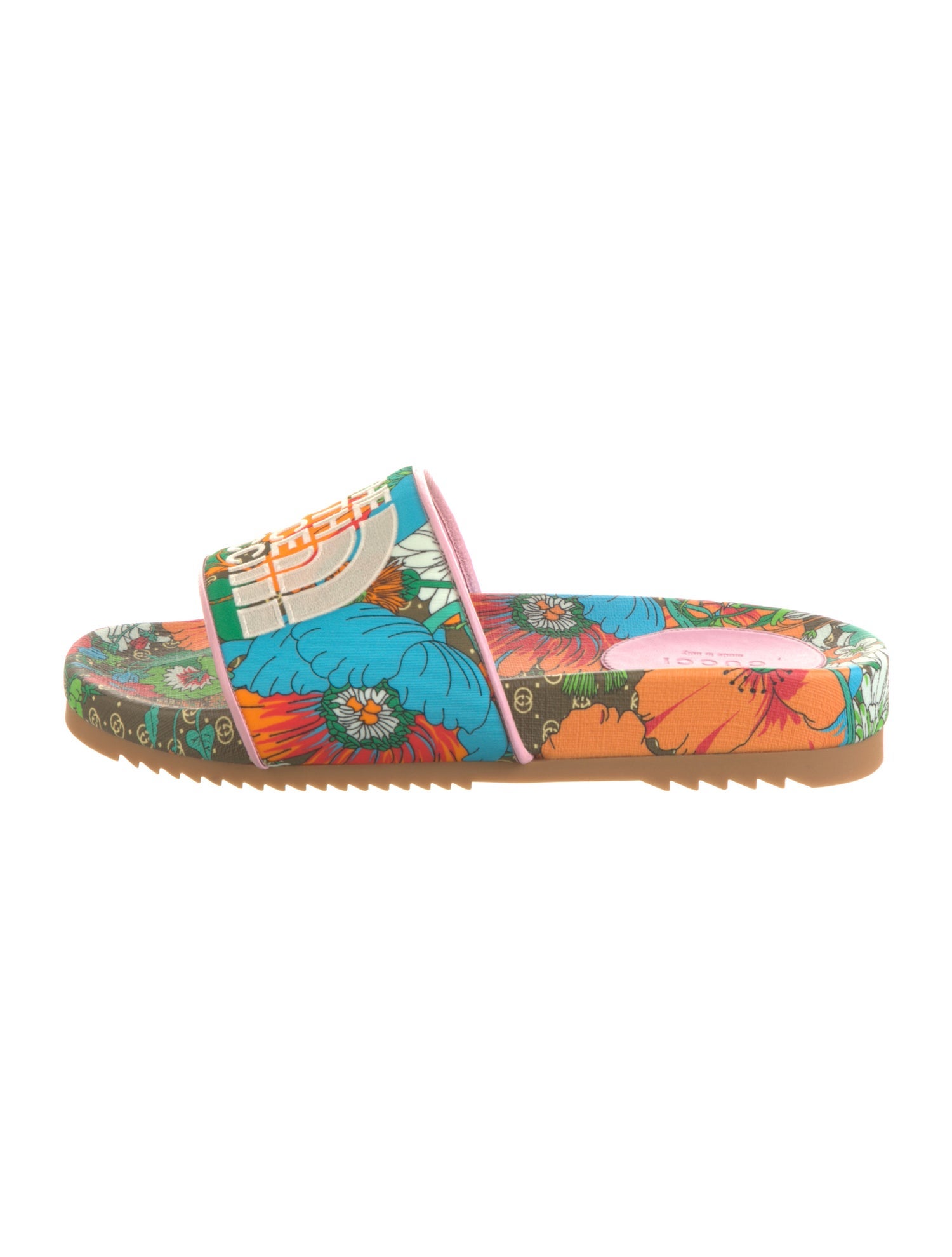 The North Face x Gucci Printed Leather Trim Embellishment Slides