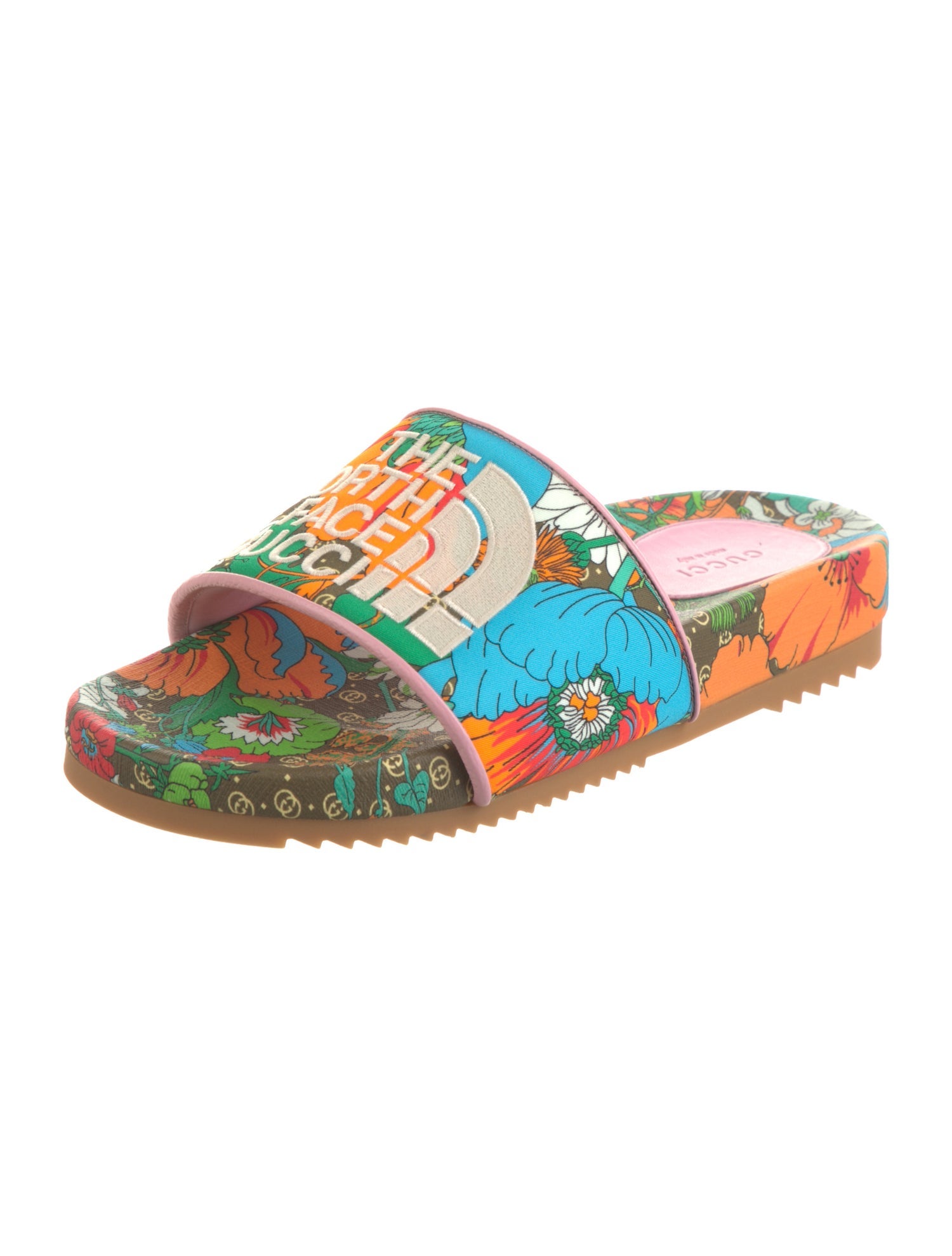 The North Face x Gucci Printed Leather Trim Embellishment Slides