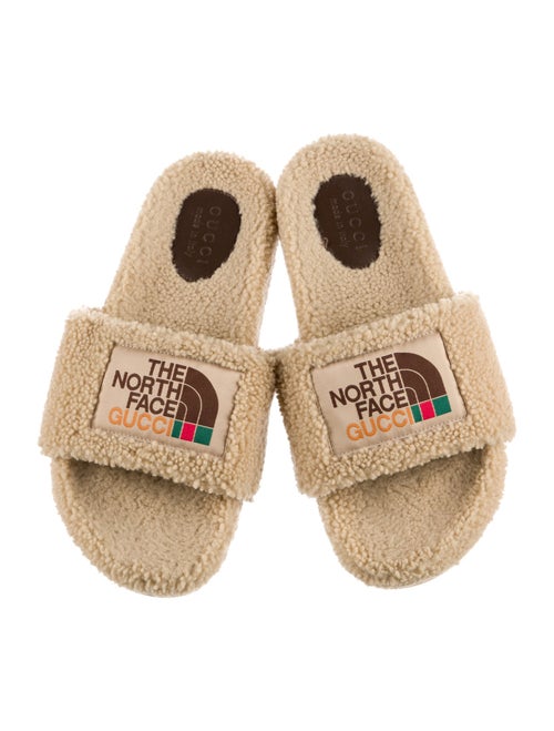 The North Face x Gucci Web Accent Shearling Slides