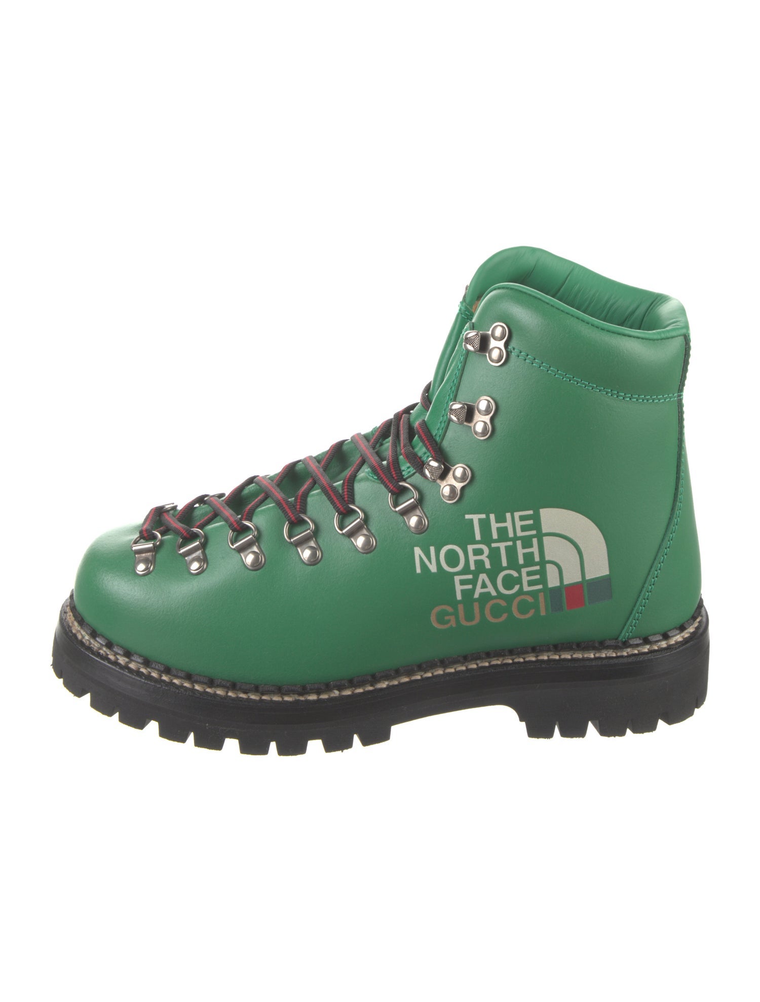 The North Face x Gucci Leather Colorblock Pattern Combat Boots