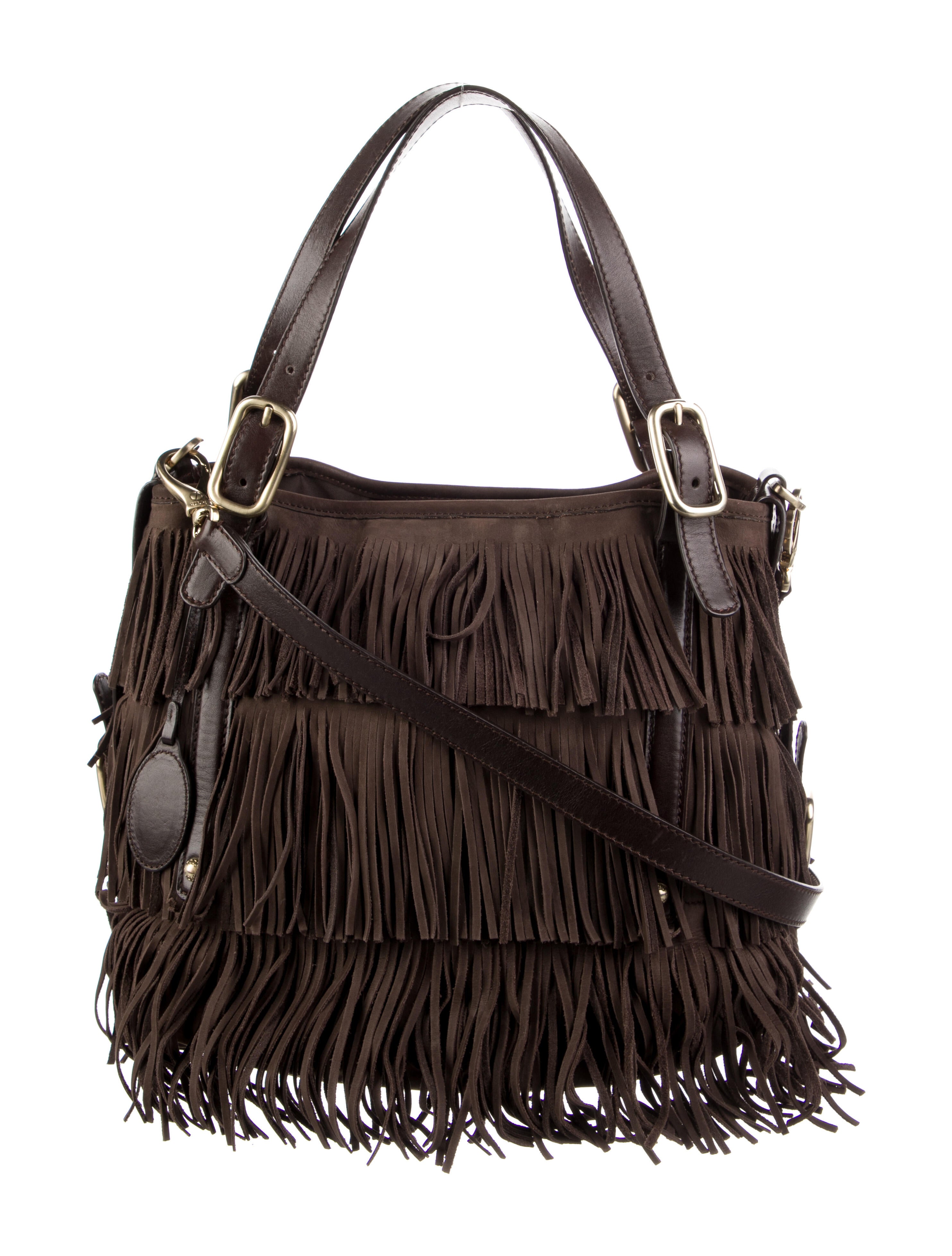 Tod's Suede Fringe Shoulder Bag Brown Shoulder Bags, Handbags