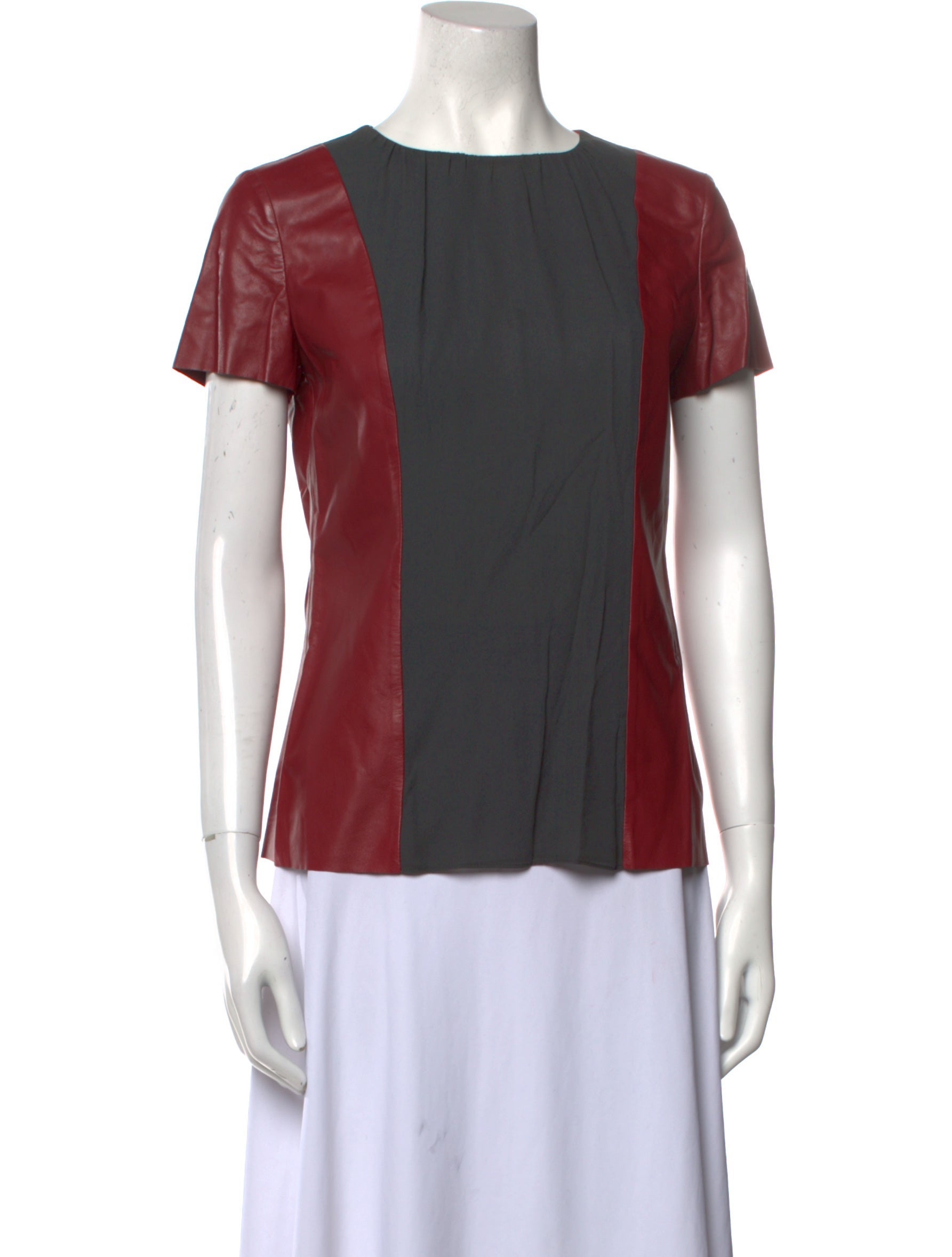 Tod's Leather Colorblock Pattern Blouse