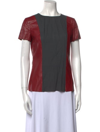 Tod's Leather Colorblock Pattern Blouse