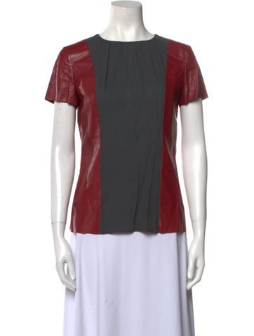 Tod's Tops Leather Colorblock Pattern Top XS