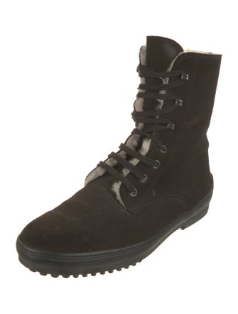 Tod's Suede Fur Trim Lace-Up Boots