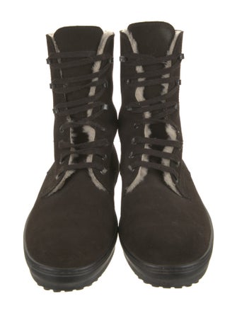 Tod's Suede Fur Trim Lace-Up Boots