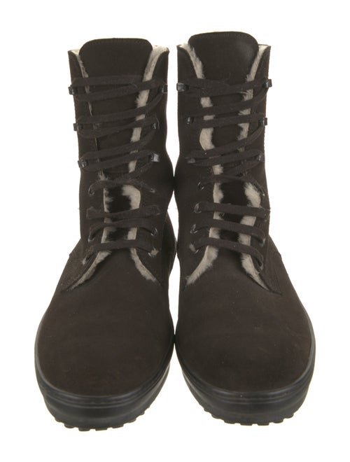 Tod's Suede Fur Trim Lace-Up Boots