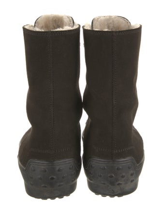Tod's Suede Fur Trim Lace-Up Boots