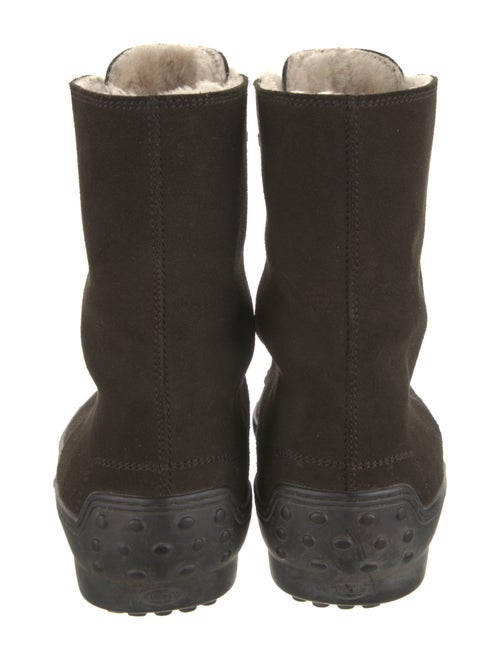 Tod's Suede Fur Trim Lace-Up Boots