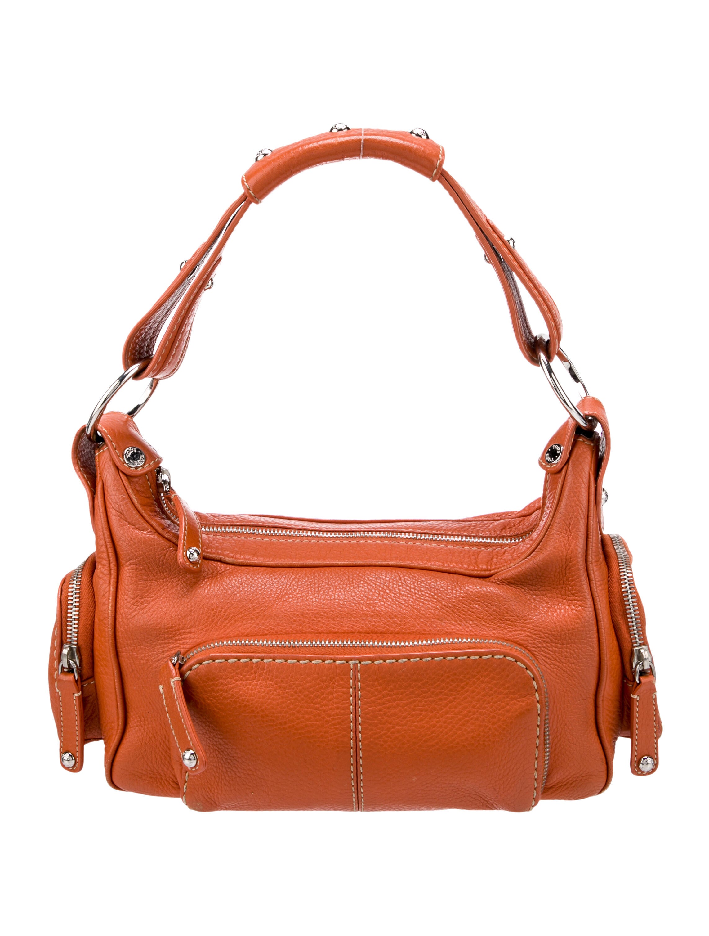 Tod's Textured Leather Shoulder Bag Orange Shoulder Bags, Handbags
