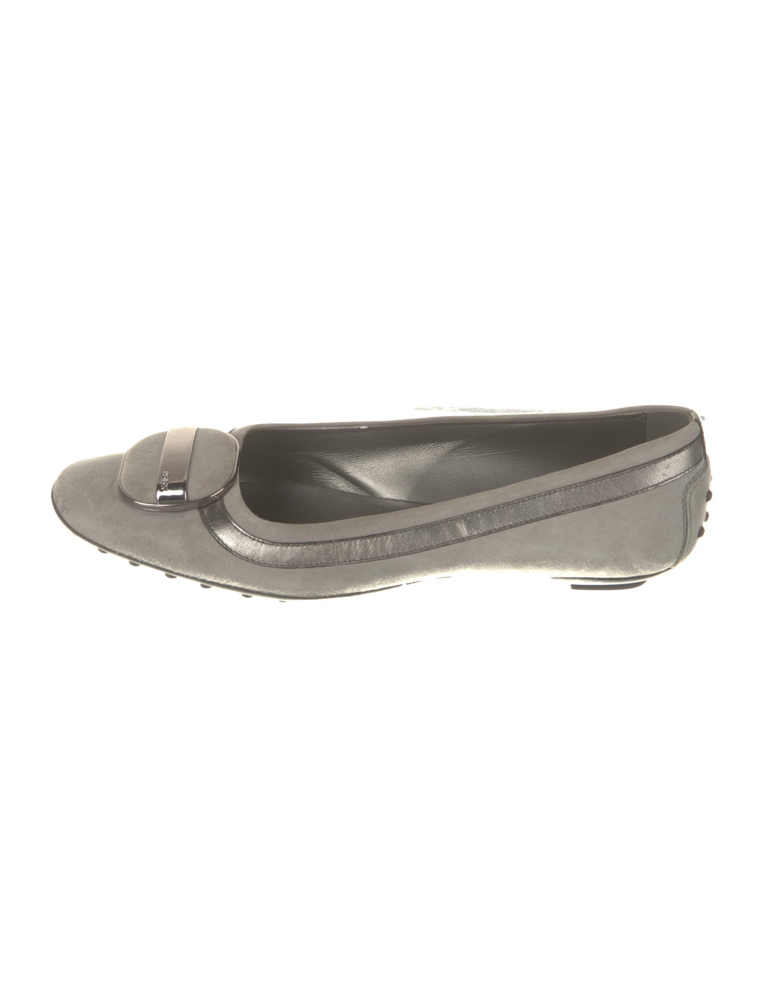 Tod's Leather Flats Grey Flats, Shoes TOD142601 The RealReal
