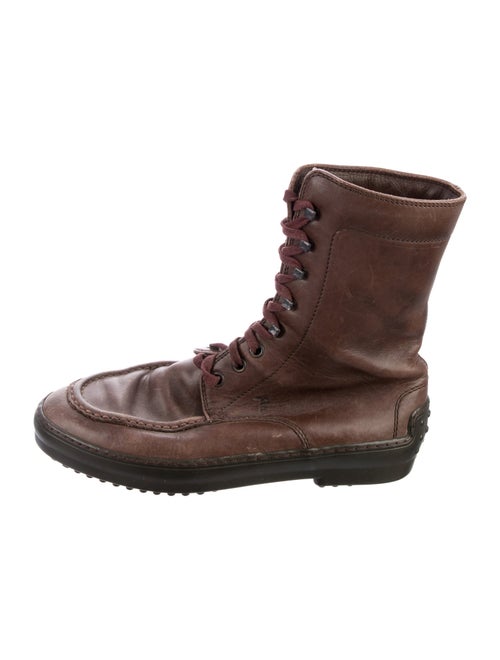 Tod's Leather Printed Combat Boots