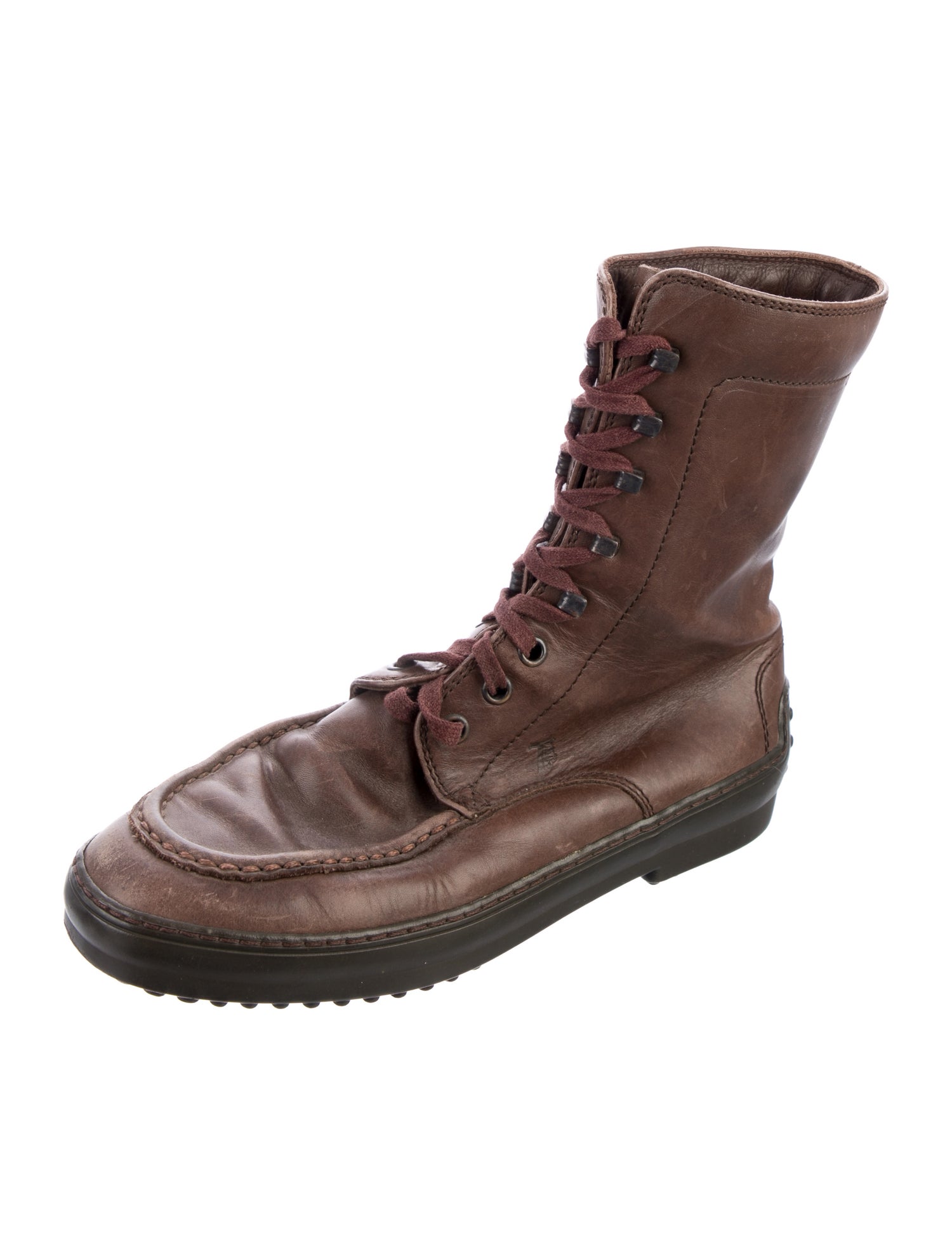 Tod's Leather Printed Combat Boots