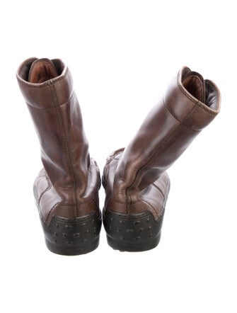 Tod's Leather Printed Combat Boots