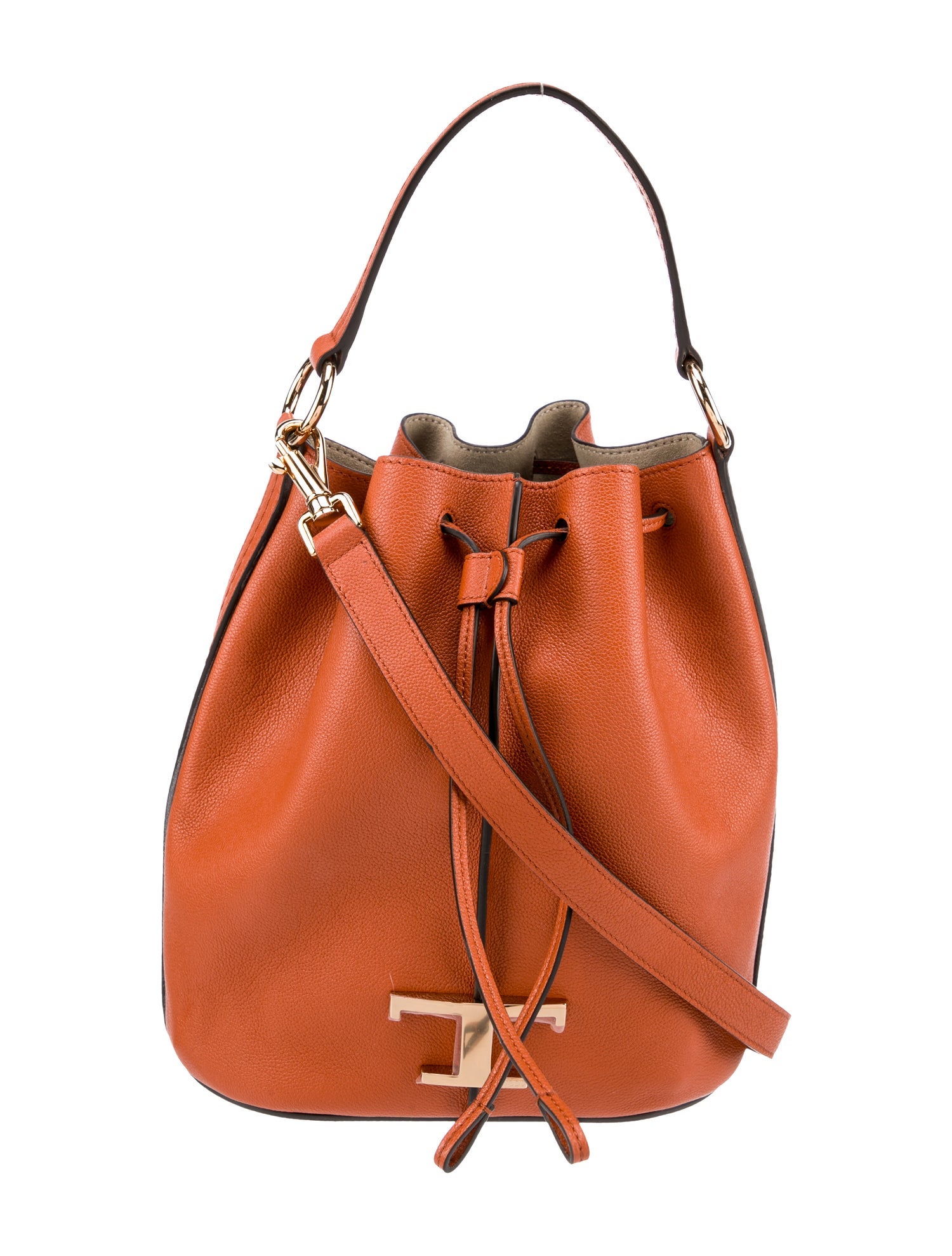 Tod's Leather Bucket Bag Orange Bucket Bags, Handbags TOD145953