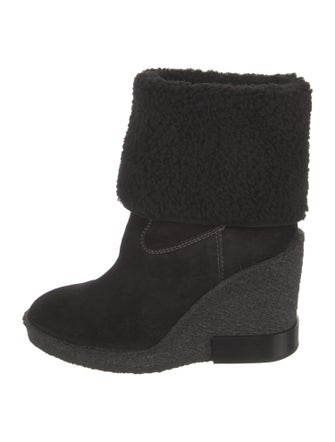 Tod's Suede Fur Trim Rain Boots