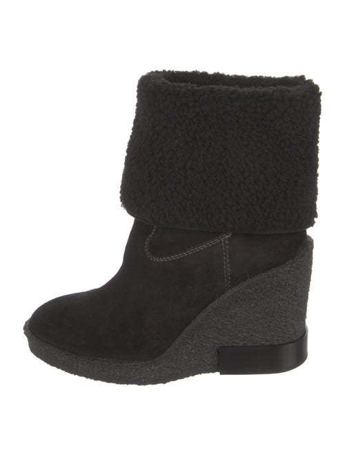 Tod's Suede Fur Trim Rain Boots
