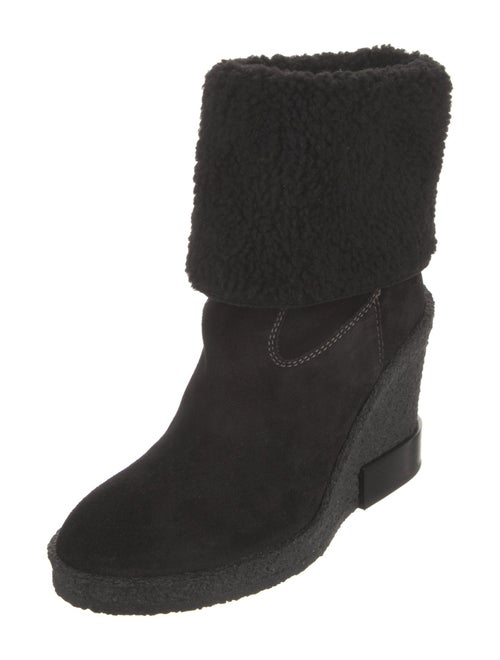 Tod's Suede Fur Trim Rain Boots