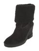 Tod's Suede Fur Trim Rain Boots