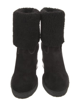 Tod's Suede Fur Trim Rain Boots