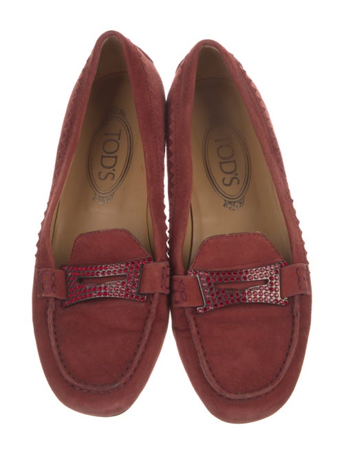 Tod's Suede Crystal Embellishments Loafers