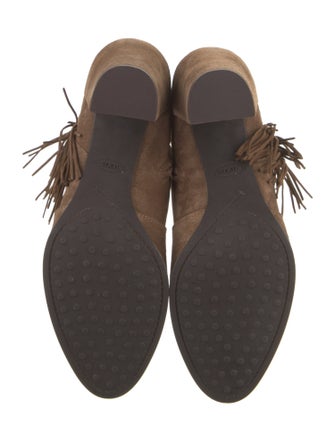 Tod's Suede Fringe Trim Accent Boots