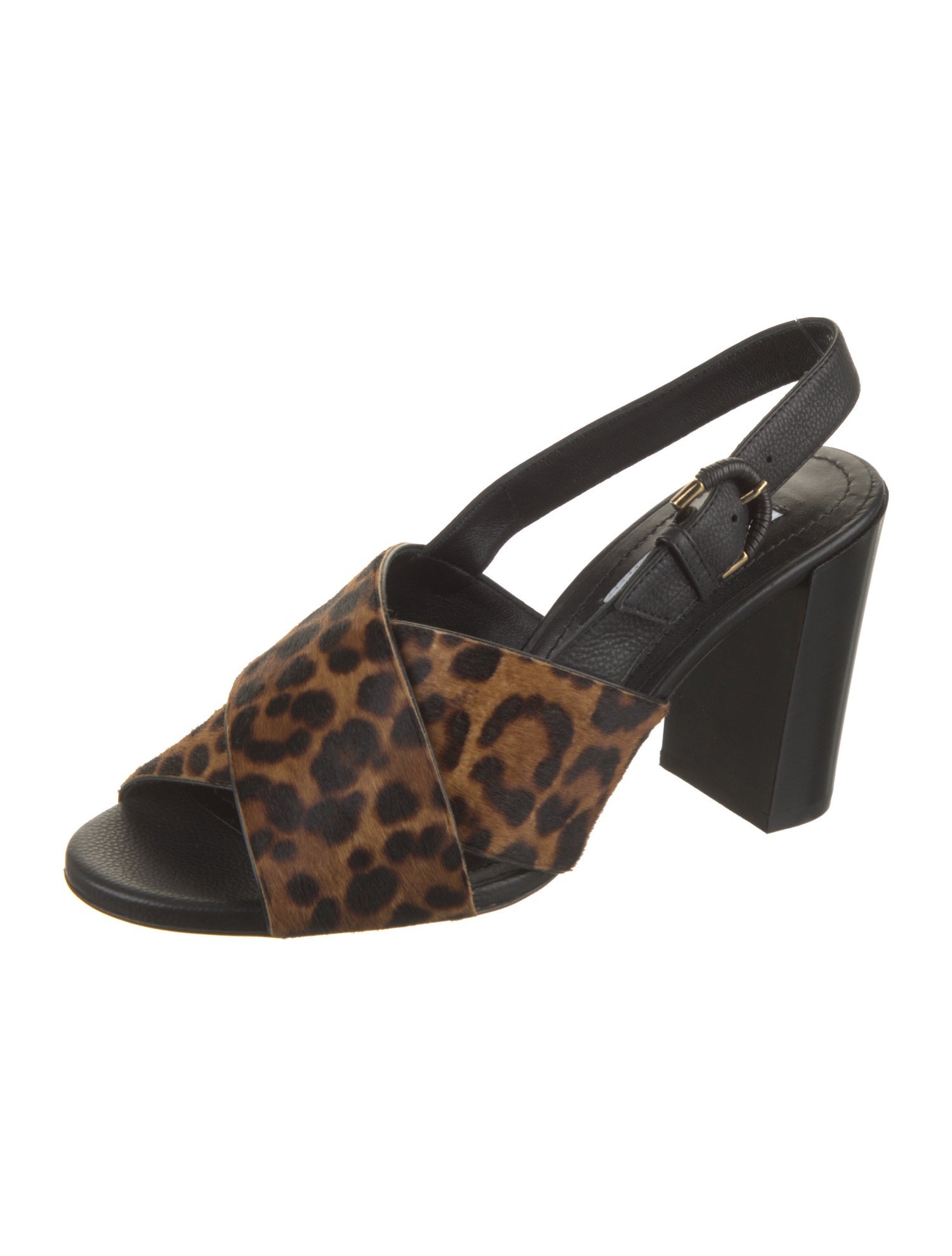 Tod's Ponyhair Animal Print Slingback Sandals