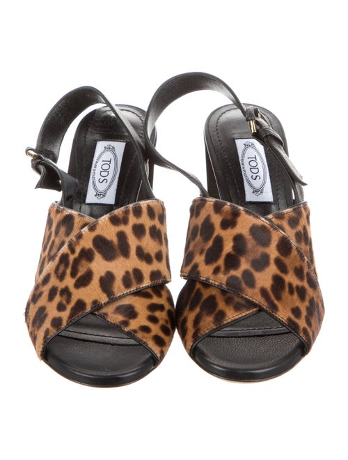 Tod's Ponyhair Animal Print Slingback Sandals
