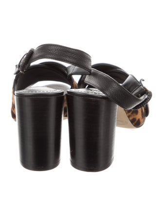 Tod's Ponyhair Animal Print Slingback Sandals