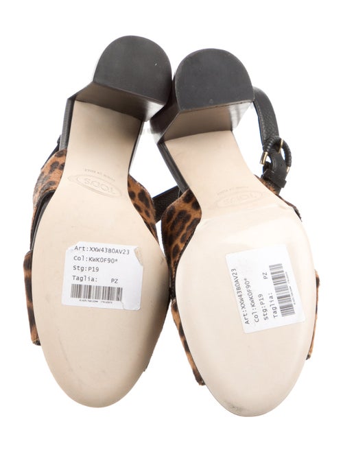 Tod's Ponyhair Animal Print Slingback Sandals