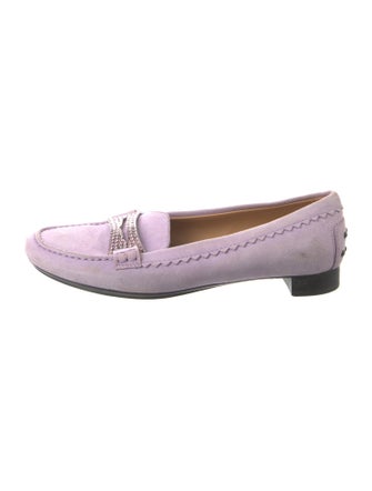 Tod's Suede Crystal Embellishments Loafers