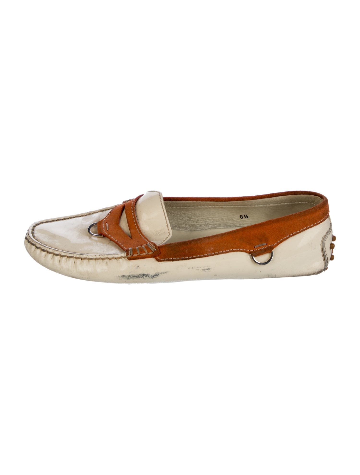 Tod's Patent Leather Colorblock Pattern Loafers