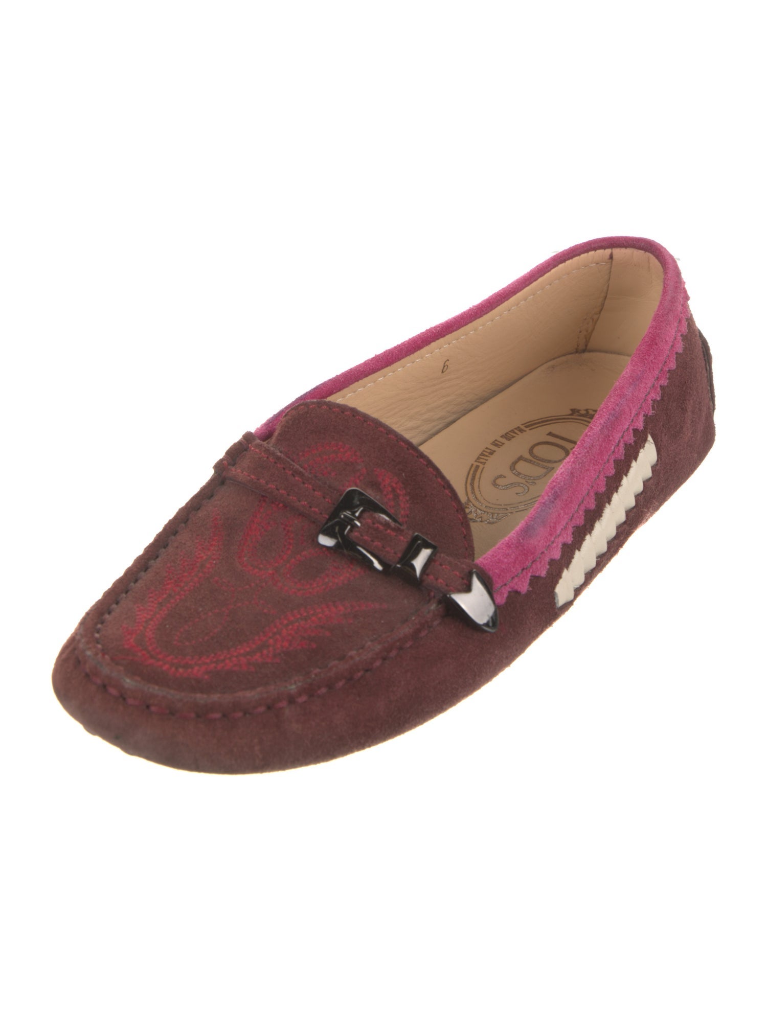 Tod's Suede Graphic Print Loafers