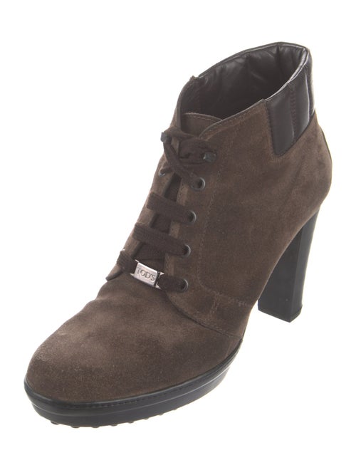 Tod's Suede Leather Trim Embellishment Lace-Up Boots