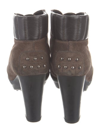 Tod's Suede Leather Trim Embellishment Lace-Up Boots