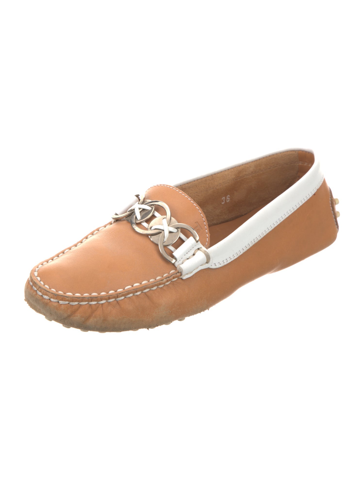 Tod's Leather Chain-Link Accents Loafers