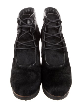 Tod's Suede Animal Print Lace-Up Boots