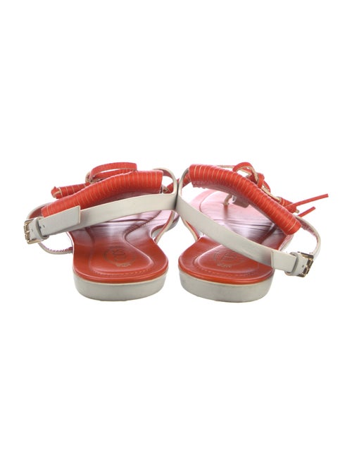 Tod's Leather Fringe Trim Accent T-Strap Sandals