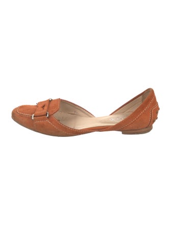 Tod's Suede Whipstitch Trim D'Orsay Flats